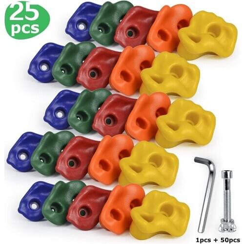 25 Pcs/Set Children Indoor Climbing Rock Playground Holds Wall Stone Kit Rock Stones Backyard Toys Kids Fitness Toys