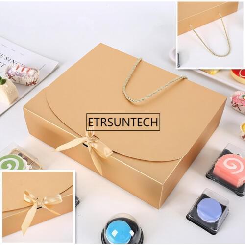 30pcs 31cmx26cmx8cm Large Gold Gift Box With Rope Scarf clothing Packaging Color Paper Box with ribbon Underwear packing box