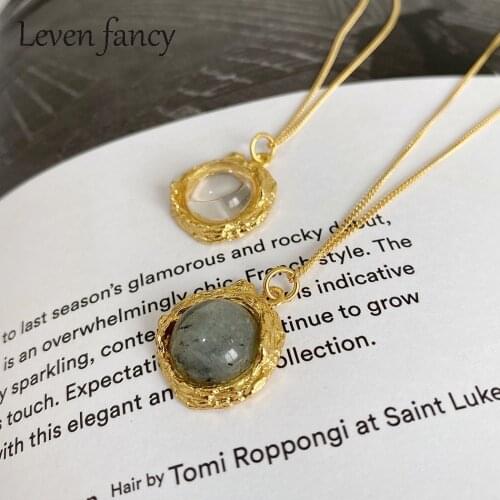 925 Sterling Silver Labradorite Pendant Necklace Luxury Fashion Special Party Collar Jewelry Clear Quartz Gemstone Necklaces