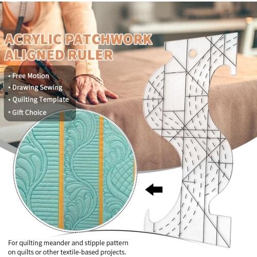 Drafting Acrylic Patchwork Aligned Ruler Irregular Free Motion Hand Tools Measuring Drawing Sewing Transparent Quilting Template