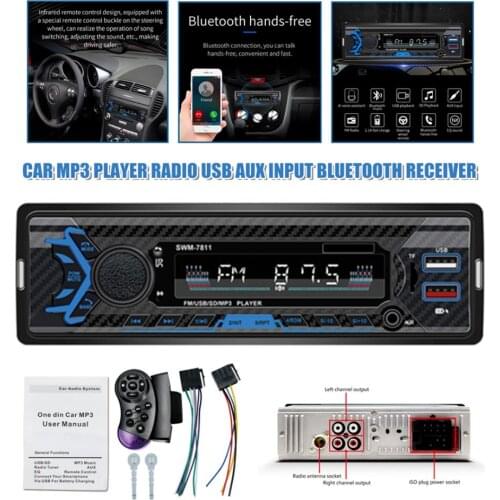12V Universal Dual Usb Port Car Bluetooth Mp3 Player Fm Radio With Steering Wheel Remote Control USB 2.1a Fast Charger