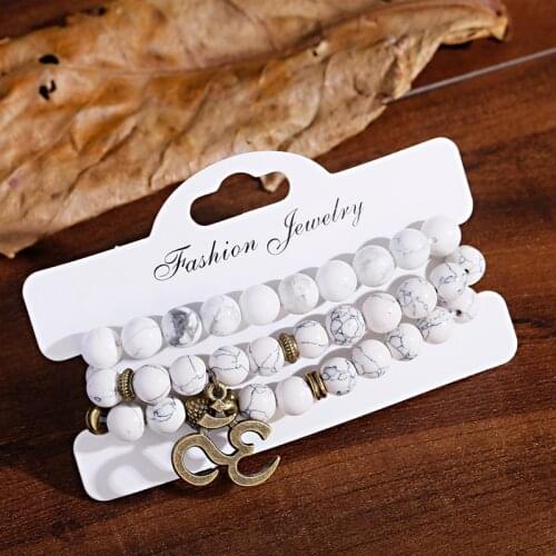 Charm White Turquoises Stone Ohm Buddha Beads Bracelet Men Bileklik Homme Lotus Bracelet For Women Yoga Jewelry Gifts