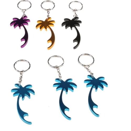 Aluminum Beer Bottle Opener Keychain Palm Tree Mini Bottle Openers Keys Collector Pocket Keyring Funny Gift