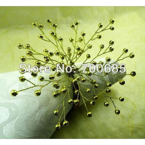 Beads napkin rings glass flower, bulk napkin holder wedding decoration