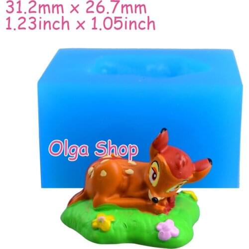 DYL650 31.2mm x 26.7mm 3D Deer Silicone Mold Fondant Cake Decoration Candy Resin Clay Art Soap Candle FOOD SAFE OVEN SAFE