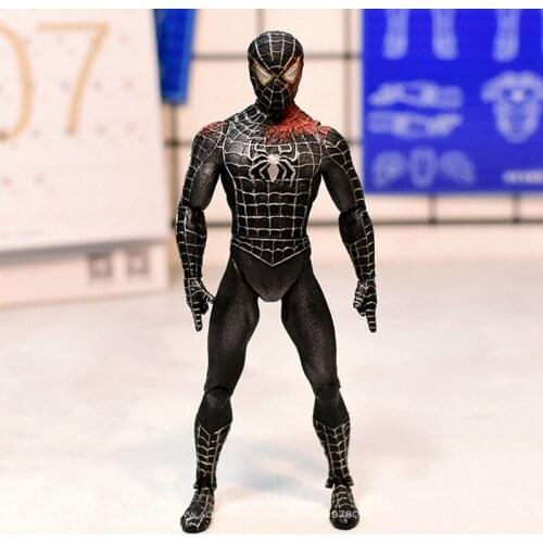 Disney Marvel Avengers Black Spider Man 18cm Action Figure Anime Decoration Collection Figurine mini Toy model for children gift