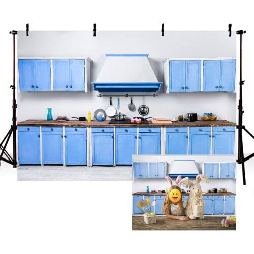 Avezano Backdrops Blue Kitchen Pot Bowl Birthday Children Photography Backgrounds Photo Studio Photozone Photocall Decor Props