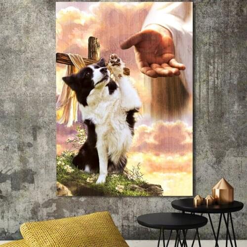 Border Collie God hand Photo Canvas