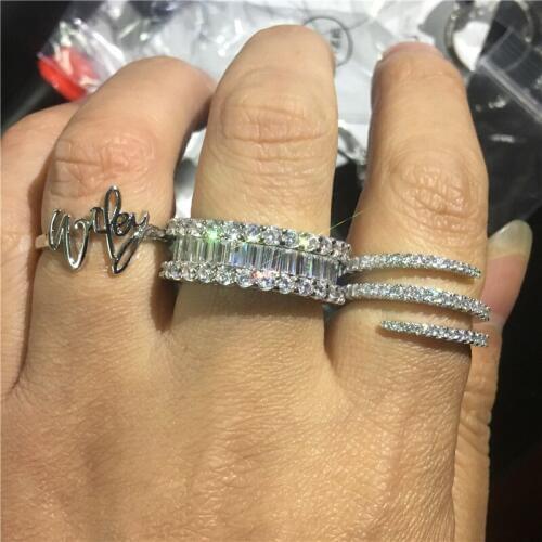 Choucong Statement Promise Ring AAAAA cz 925 Sterling Silver Bijou Cross Engagement Wedding Band Rings for women Party Jewelry