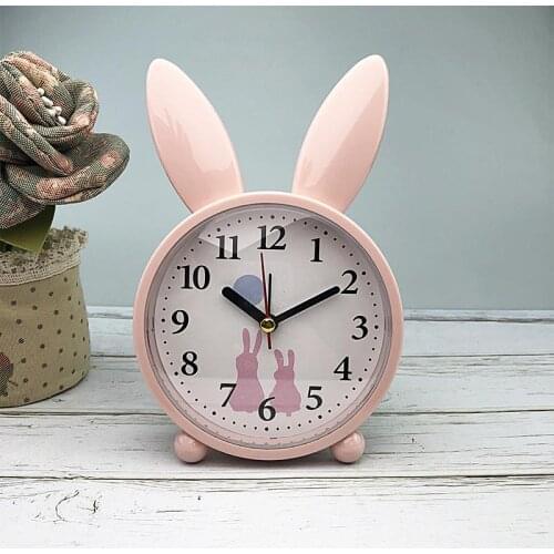 Beautiful decoration pink rabbit alarm clock creative personality lovely net red clock ornaments