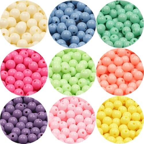 Mixed Round ABS Acrylic Spacer Beads 6-20mm Loose Candy Color Beads For Jewelry Making Diy Charm Necklace Bracelet Accessories