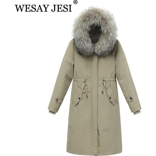 WESAY JESI Fashion 2021 Winter Jacket Women Hooded Parka Padded Warm Woman Clothes Fur Collar Jacket Commute Simple Casual Coat