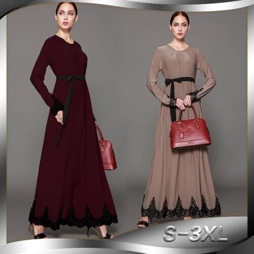 Lslamic Embroidery Front Ruffled Fashion Muslim Long Sleeve Loose Waist Dubai Big Size Dress Turkey Abaya Kimono