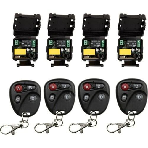 AC 220 V Mini Radio Remote Control Lighting Power ON OFF Switch System 4 piece 35*32*20 mm receiver +4 pieces transmitter