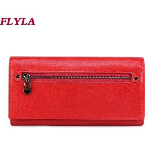 Fashion Multi-card Women Genuine Leather Wallet Rfid Long Wallet Multifunctional Mobile Phone Clutch