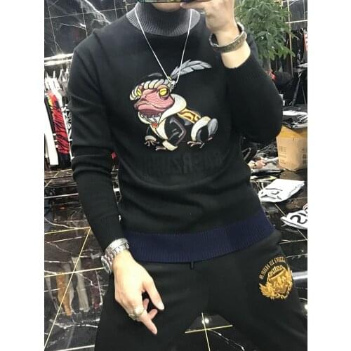 2021 Winter High Quality Mens Casual Pullover Fashion Personality Self-Cultivation Style Turtle Neck Sweater