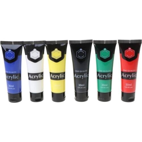 6 Colors 30ml Professional Acrylic Paint Set Drawing Painting Pigment Wall Hand-painted for Kids DIY Artist