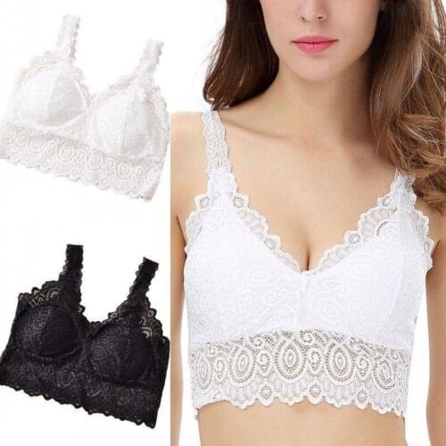 New Sexy Women Cropped Tops Lace Padded Bra Fashion Wireless Tube Tops 3/4 Cup Brassiere Underwear Black White