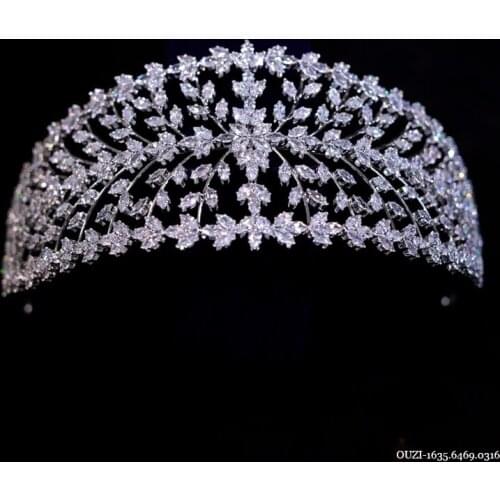 Stunning CZ Zircon Wedding Crowns Headbands Crystal Evening Hairbands Brides Hair Accessories Prom Jewelry