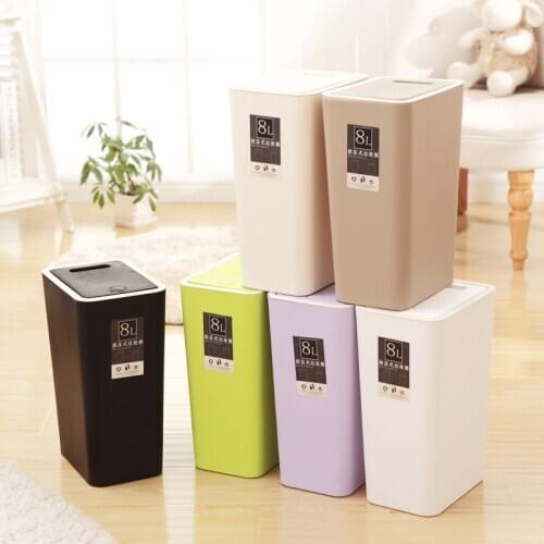 Nordic style plastic trash can bathroom kitchen living room press storage with lid classified household YHJ120508