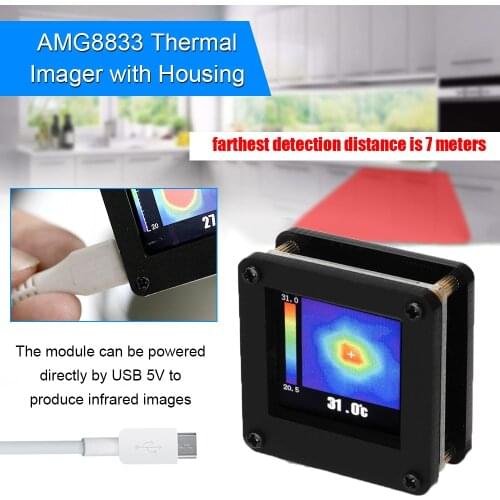 Handheld Mini Infrared Thermal Imager AMG8833 8x8 Pocket-Sized IR Thermal Imager Temperature Sensor 7m/23ft Farthest