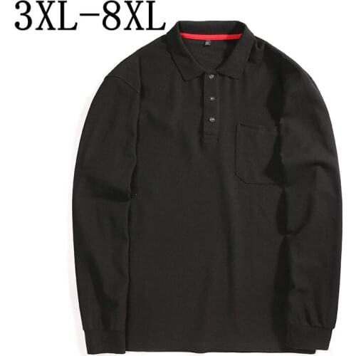 Size 5XL 6XL 7XL 8XL 2019 New Business Polo Shirt Men With Pocket Long Sleeve Camisas Polos Top Quality Male Casual Polo Shirts