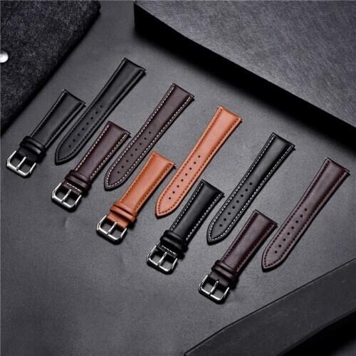 Fashion Soft Leather Watchband Business Men Women Wrist Strap Watch Accessories Calfskin Watch Band 16mm 18mm 20mm 22mm 24mm