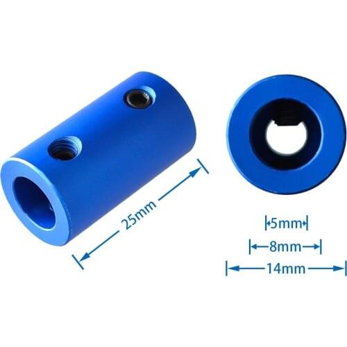 Blue aluminum alloy coupler D14 L25 5mm with 8mm for 5mm shaft 8mm shaft for motor shaft ship model coupling