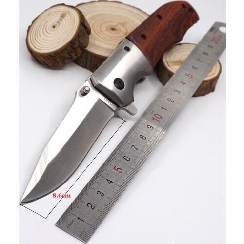 Folding Knife Tactical Survival Knife 440 Blade Wood Handle Hunting Pocket Knives Rescue Outdoor Camping EDC Tools