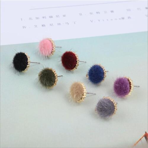 Alloy plush material 40pcs/lot fashion women stud earrings charms 14mm diy jewelry earring pendants accessory