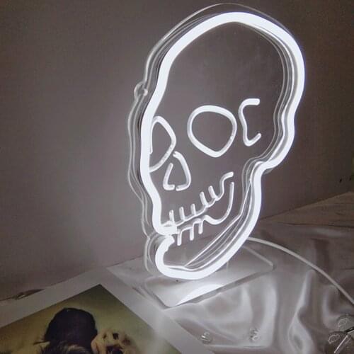 Led Neon Sign Skull Decorations Neon Holiday Christmas Party Wedding Decoration Room Night Light Home Wall Bar Christmas