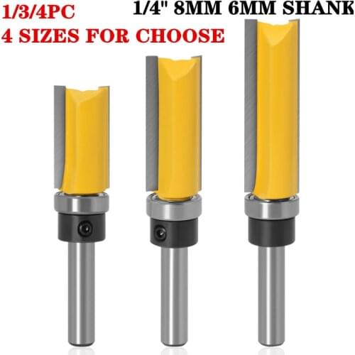 6mm/6.35mm/8mm Shank Template Trim Hinge Mortising Router Bit Dia 15.9mm/19.05mm Straight End Mill Trimmer Cleaning Flush Bit