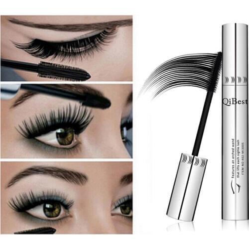 Qibest Eye Lash Mascara 4d Fiber Waterproof Mascara Eyelash Makeup Cosmetic Curling Lengthening Lashes Black Ink Mascara