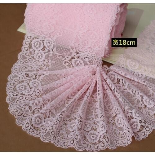 Top quality 7.08'' 18cm pink elastic lace trimming/ lace fabric 2meter/lot wholessale price X184