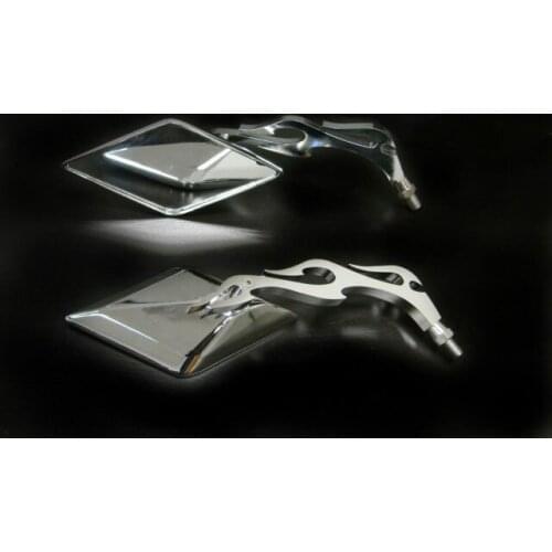For Harley Honda Kawasaki Suzuki Yamaha Chrome Diamond Flame Rearview Side Mirror Mirrors