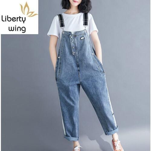 Boyfriend Style Women Loose Fit Bib Overalls New Casual Female Hip Hop Denim Suspender Pants Plus Size Long Jeans Rompers