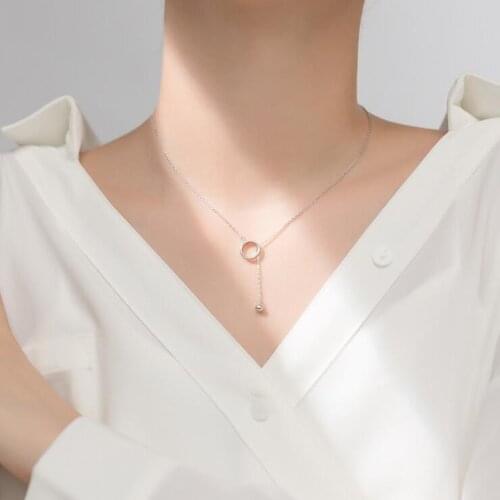 925 Sterling Silver Geometric Circle Tassel Necklace Retractable Multiple Wear Collar Feminine Clavicle Chain Fine Jewelry Gift