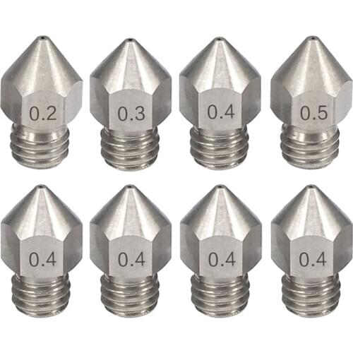 0.2Mm 0.3Mm 0.4Mm 0.5Mm 0.6Mm 0.8Mm 1.0Mm Stainless Steel 3D Printer Nozzle for 1.75Mm Filament MK8 Extruder
