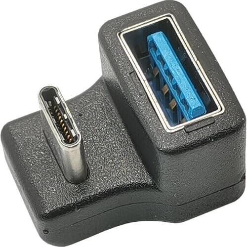 180 Degree Up & Down Angled Type-C USB-C OTG to USB 5.0 Female Extension Adapter for Cell Phone & Tablet