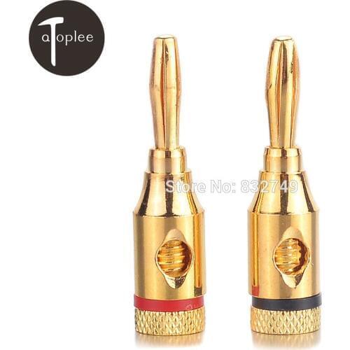 2 PCS 4mm Connector Diamete Gold Plated Copper Amplifier Speaker Binding Post Banana Jack Socket Connectors