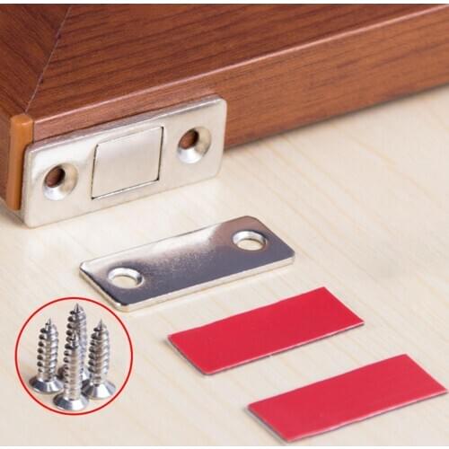 2Pcs Punch Free Stainless Steel Magnetic Cabinet Door Latch Furniture Cabinet Cupboard Protective Stopper Magnetic Latch
