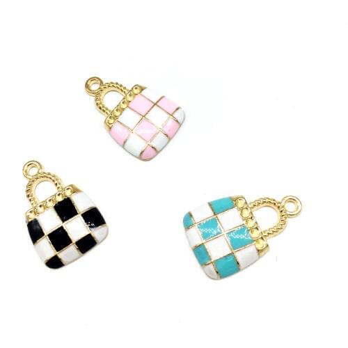 20pcs/lot Bag Enamel Charms Pendant Fit DIY Bracelet Necklace Hair Jewelry Accessory DIY Craft