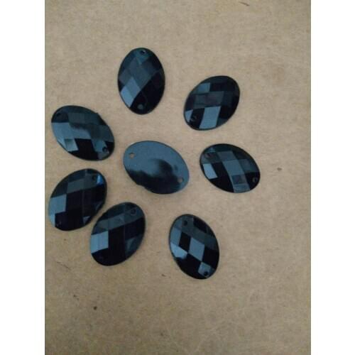 200pcs/lot 13X18mm Sew On Acrylic Black Color Oval Shape Rhinestones Gems with Flatback for Clothes Shoe Craft Accessary