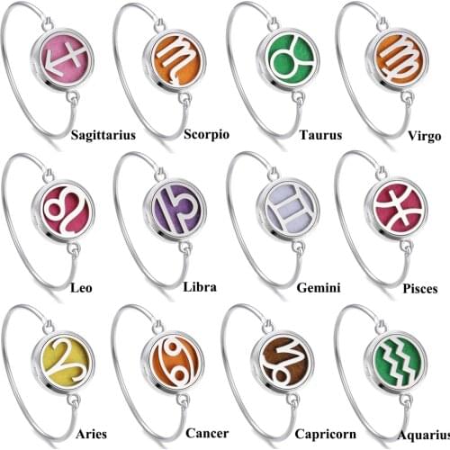 2021 New Aromatherapy Diffuser Bracelet 12 Constellations Bracelet Perfume Aroma Essential Oil Diffuser Open Locket Bracelets