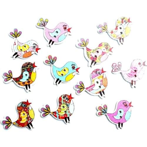 50pcs 24x18mm Mixed Chick Wooden Buttons For Clothes Needlework Scrapbooking Crafts Diy Sewing Accessories Wood Decoration