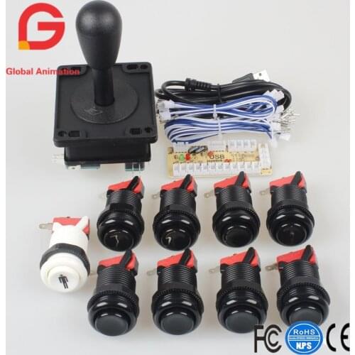 DIY Arcade Buttons and Joystick for Raspberry Pi,HAPP Style Arcade Controller Kit Including Zero Delay USB Encoder Board