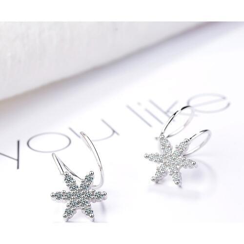 Shiny zircon earrings geometric six-pointed star zircon earrings romantic womens silver jewelry exquisite birthday gift