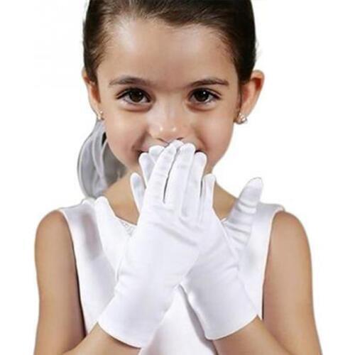 Unisex Kid Gloves White Short Satin Feel Boy Hold Flower Girl Performance Dance Elastic Gloves #137