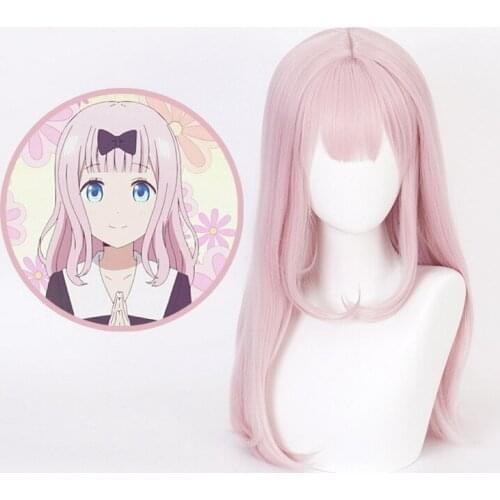 Fujiwara Chika Long Straight Pink Wig Cosplay Kaguya-sama: Love is War Kaguya-sama wa Kokurasetai Halloween Costume Wig