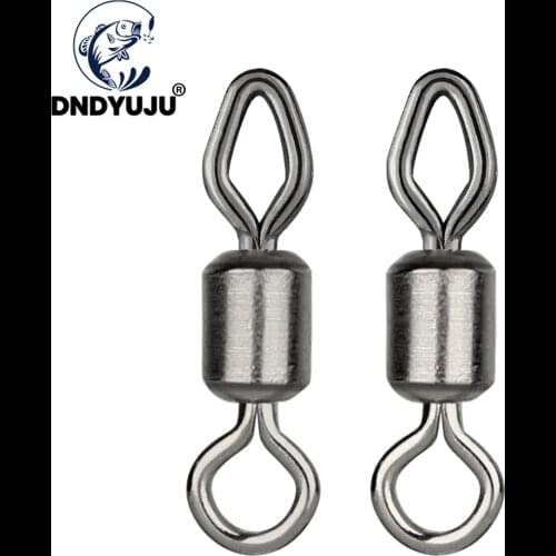 DNDYUJU 100pcs Bearing Swivel Fishing Connector Stainless Steel Carp Fishing Accessories Fishhook Lure Solid Ring Swivel Tackle